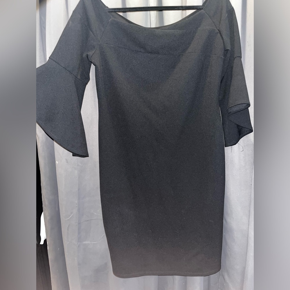 Bebe black pencil dress with flare sleeves